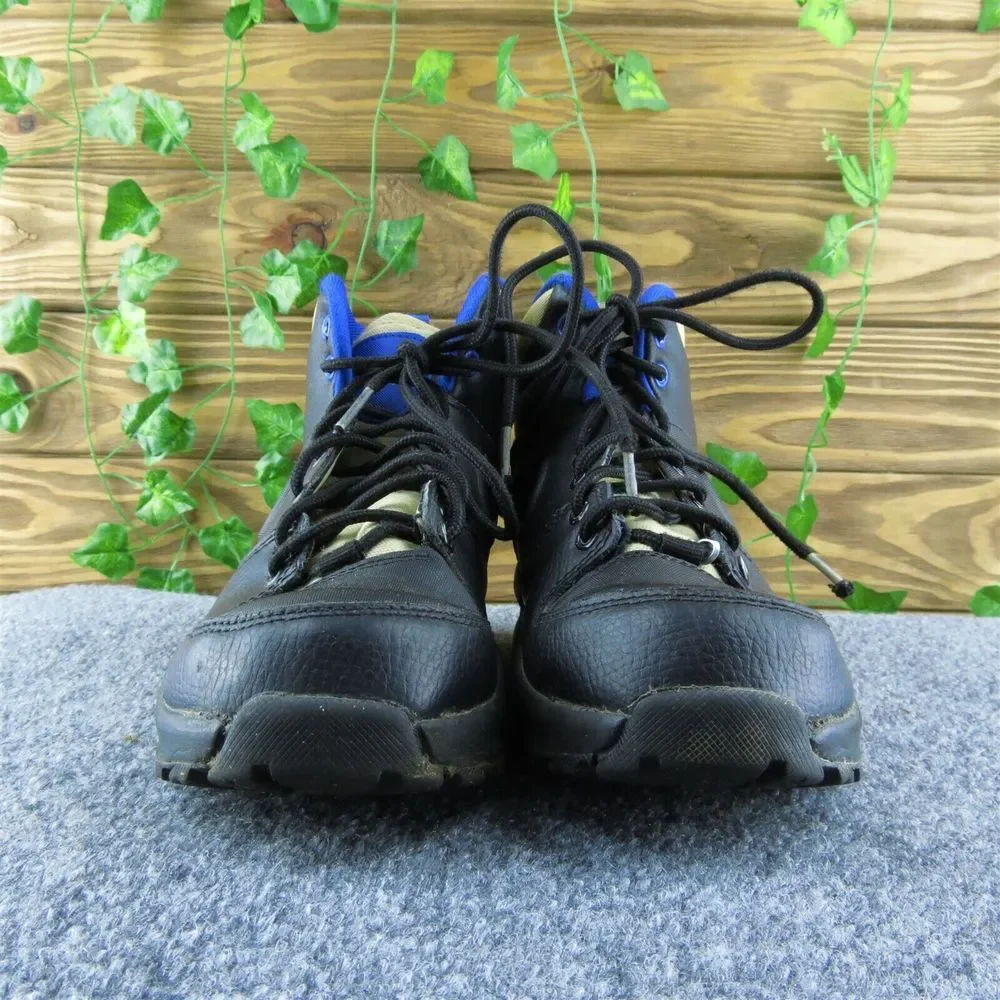 Nike Manoa PS Boys Black Leather Boots Y4 Lace‎ Up Athletic Shoes Medium